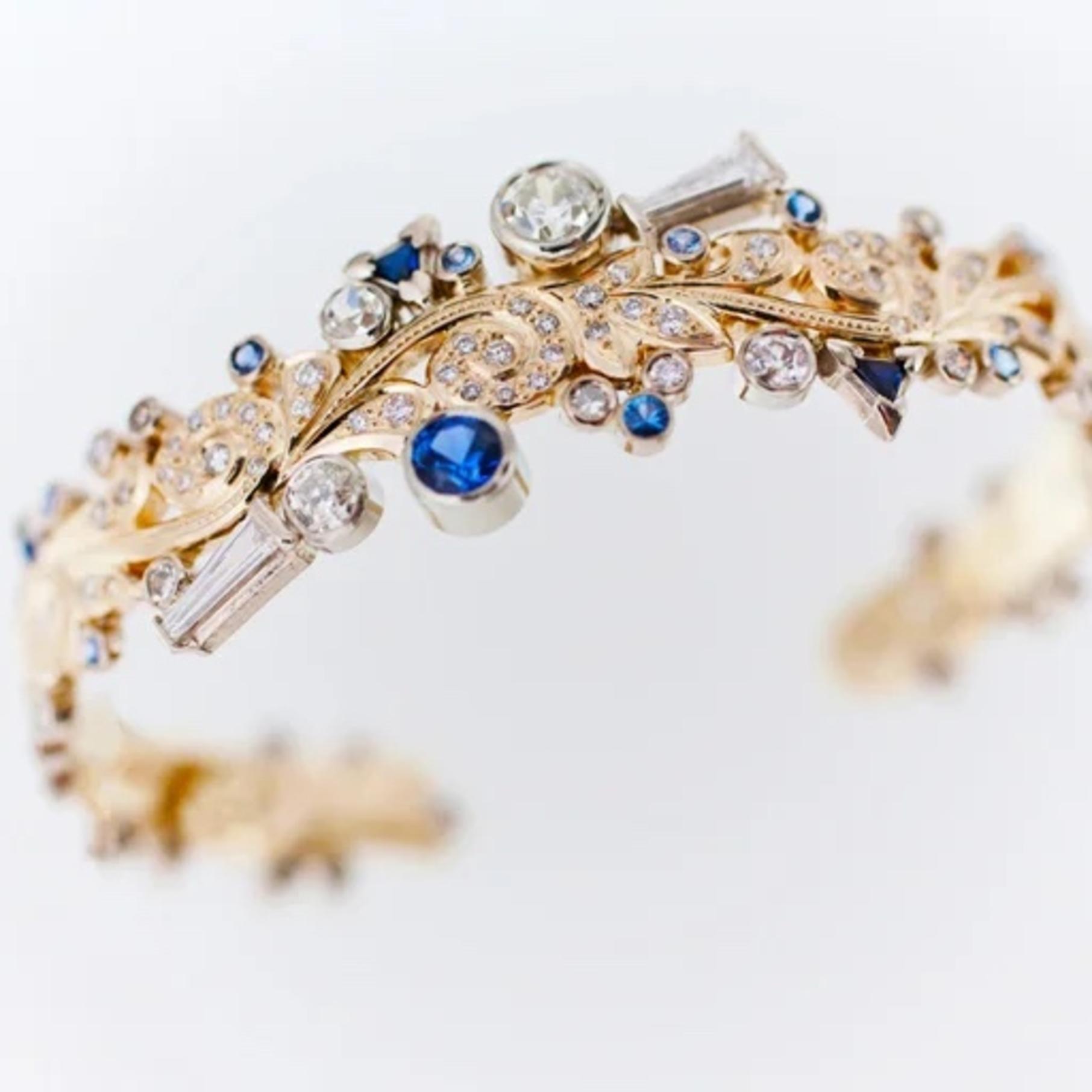 Gold, Diamond, and Yogo Sapphire Bracelet
