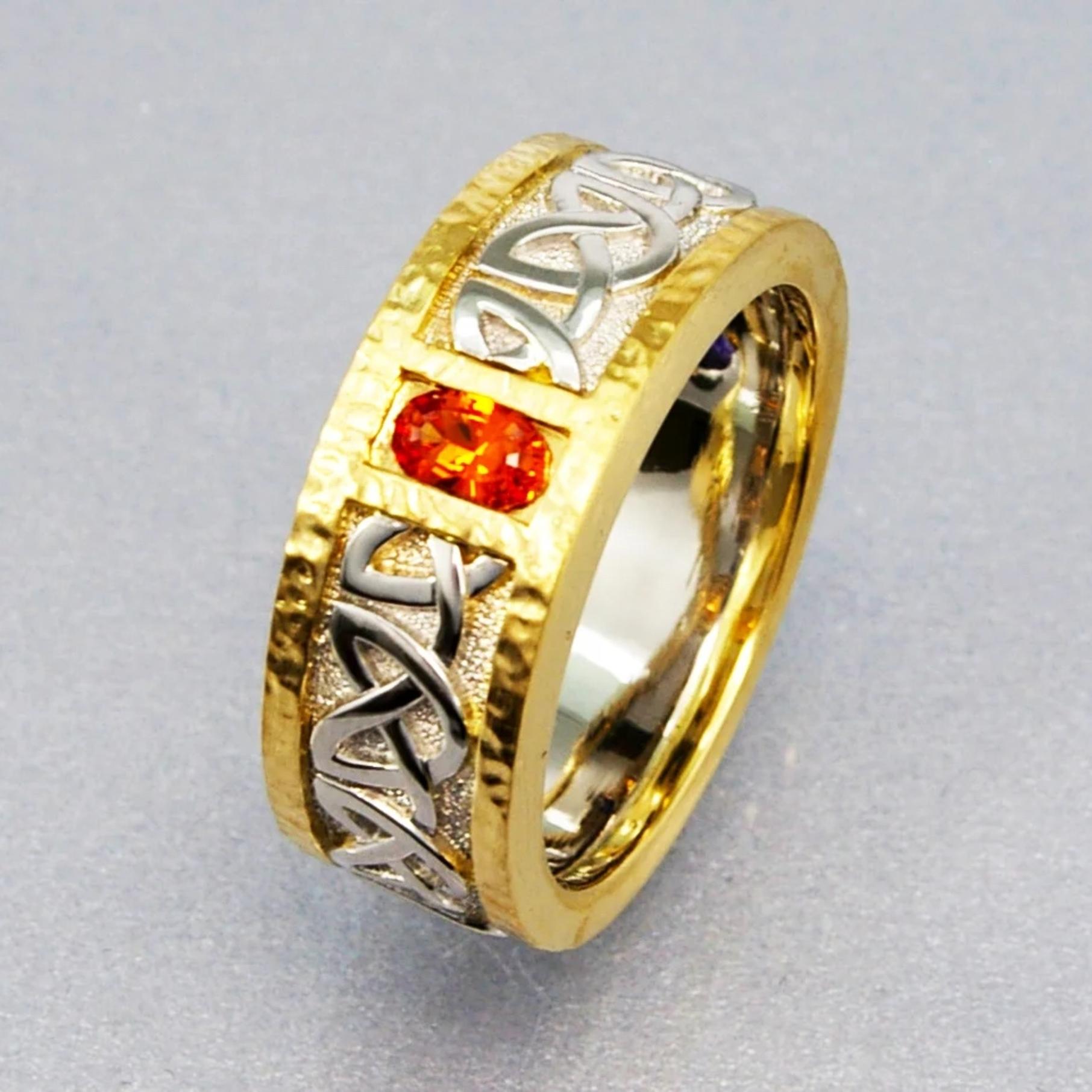 Gold, Platinum, and Montana Sapphire Celtic Ring