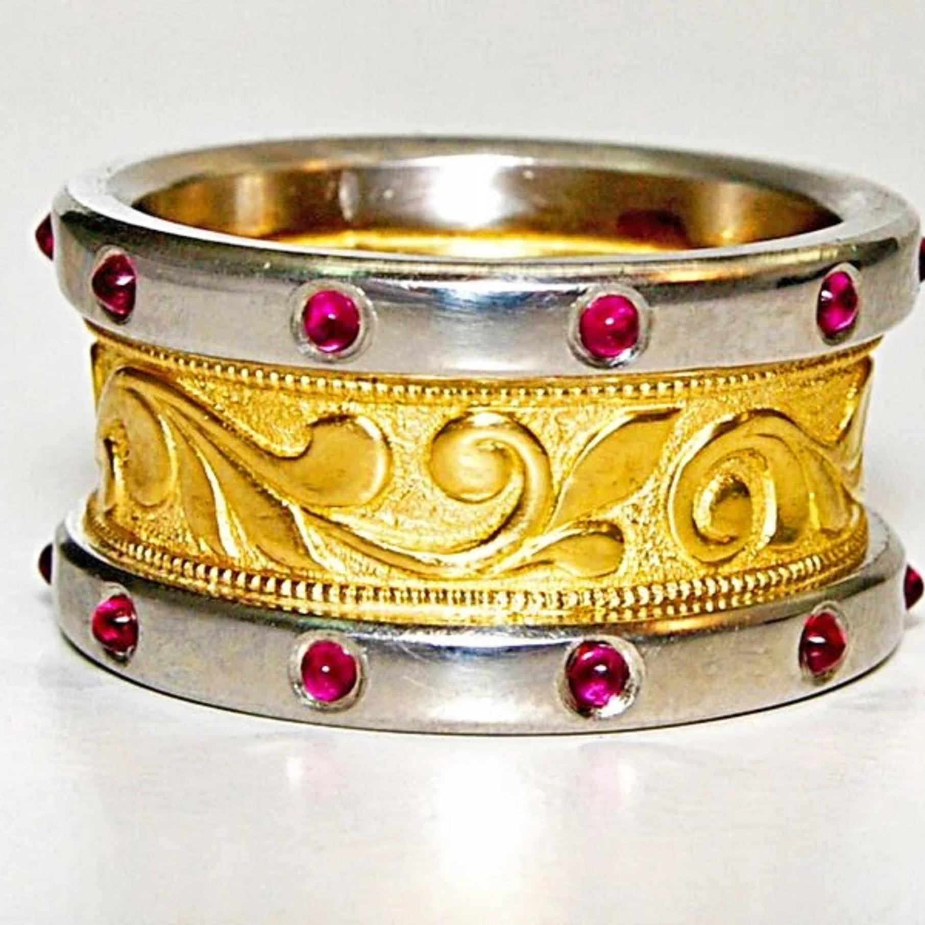 Gold, Platinum, and Ruby EngravedRing