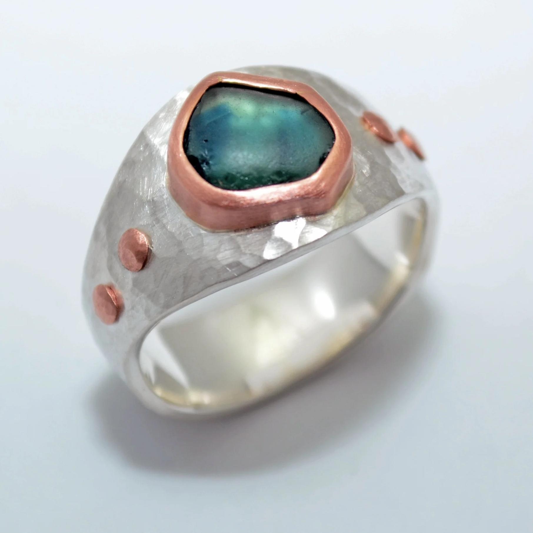 Silver & Rose Gold Organic Shaped Ring