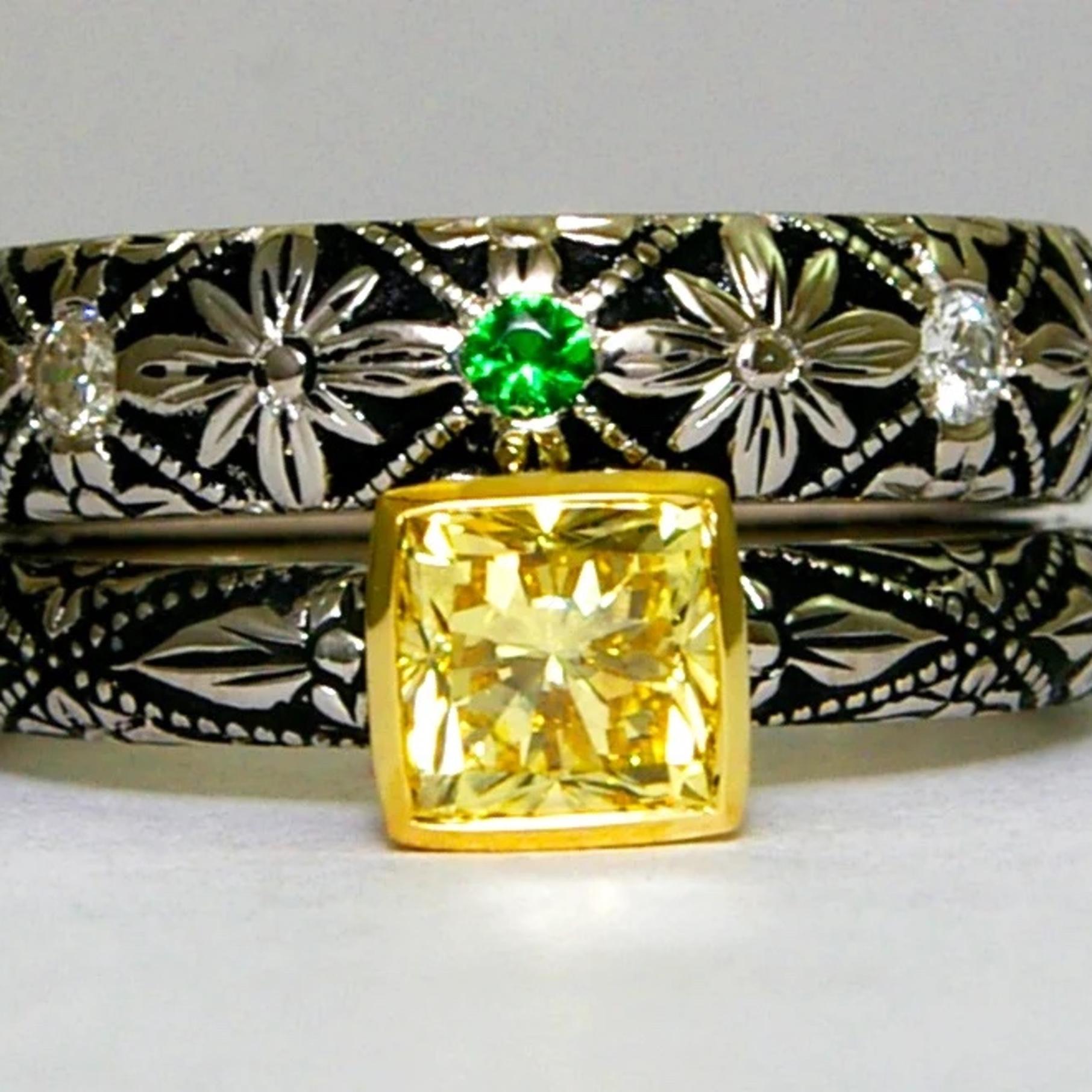 Platinum, Tourmaline, and Diamond Designer Ring Set