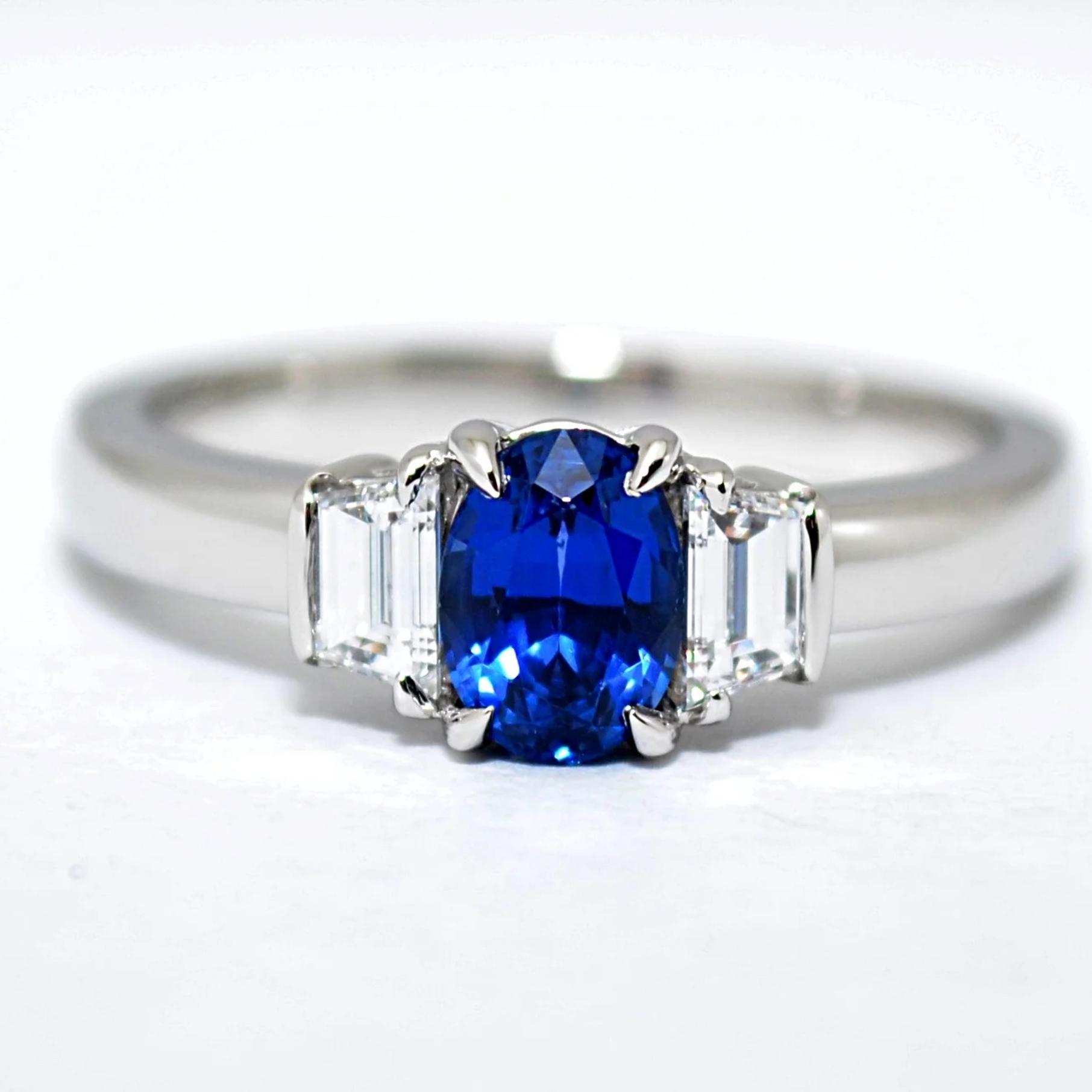 Platinum, Yogo Sapphire, and Diamond Engagement Ring