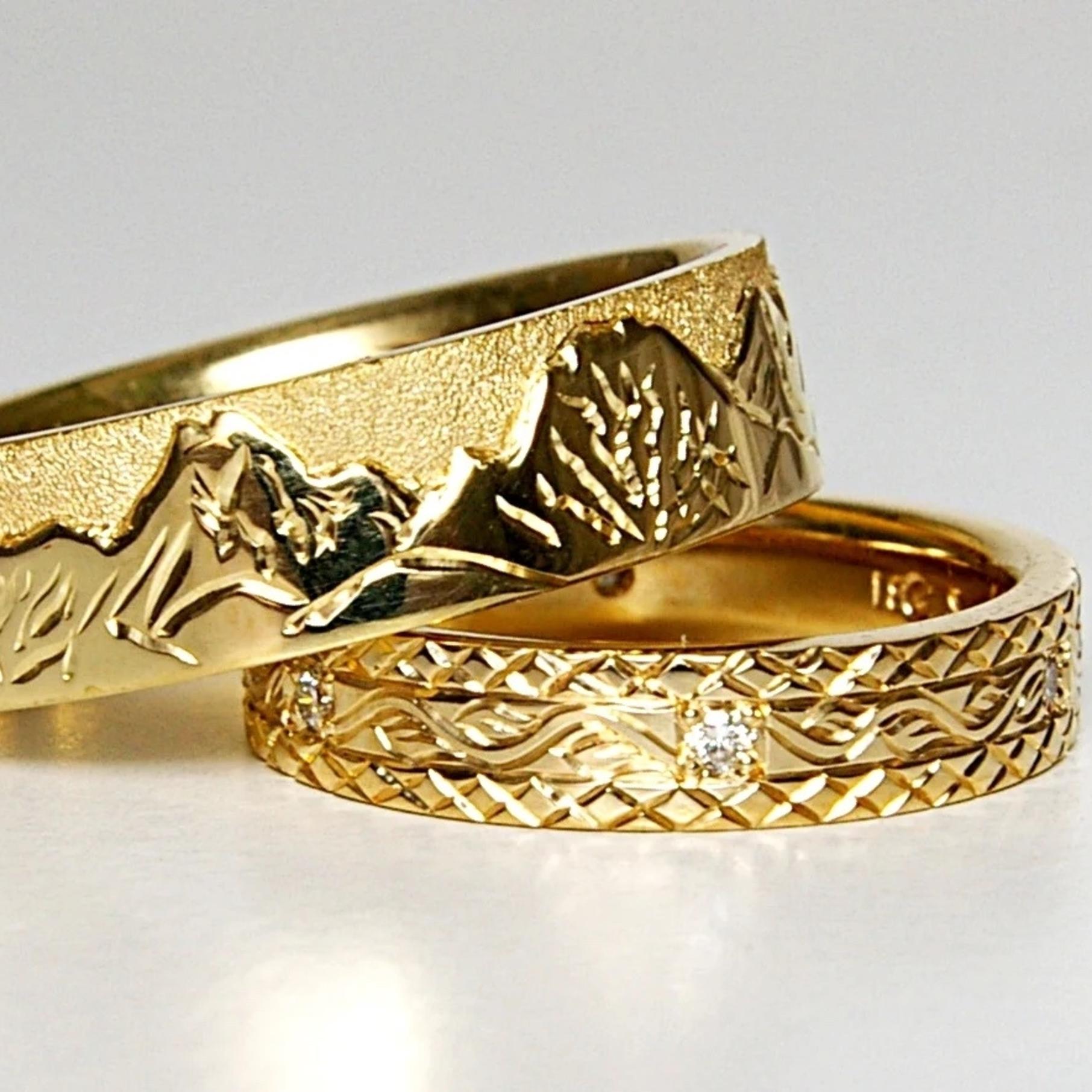 Gold & Diamond Wedding Ring Set